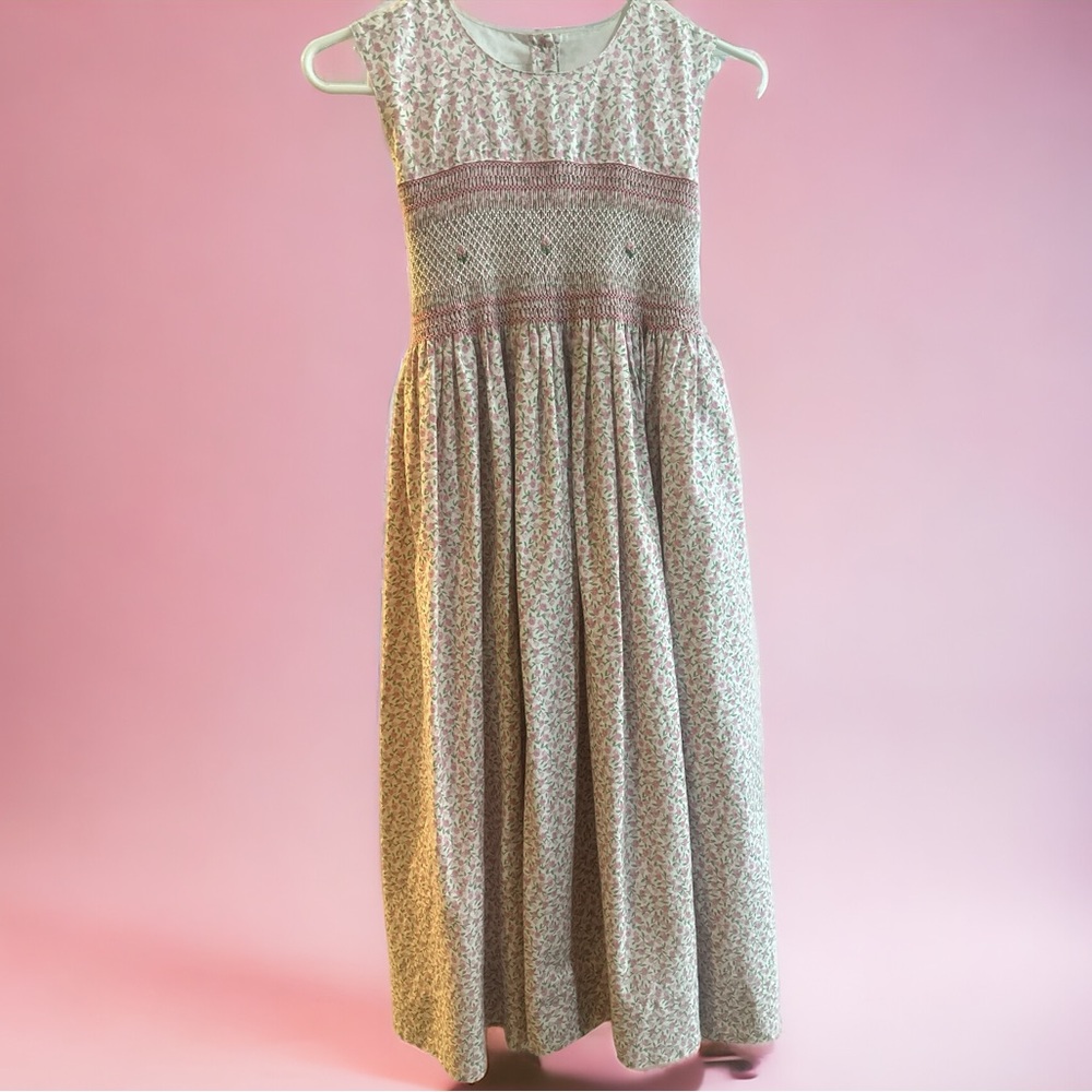 Strasburg Girls Size 12 Pink Spring Easter Smocked Dress Long Dress Bow